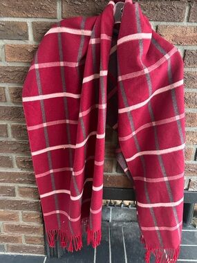 Style Red Plaid Fringe Wrap Scarf - Classic Cozy Style